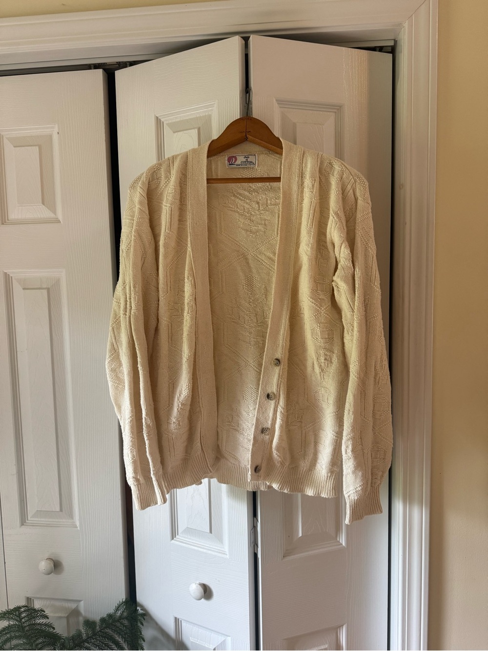 Vintage Isle of Cotton Cream Knit Cardigan